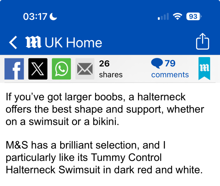“Halter necks are wonderful with boobs”