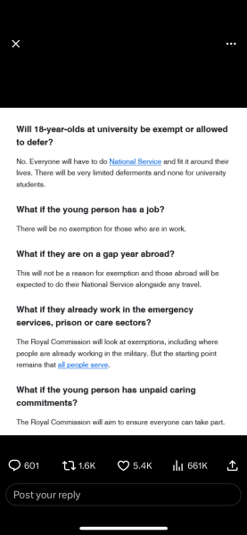 If you agree with the so called National Service proposals