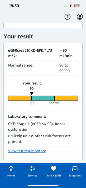 Anyone know what this means? Results from blood test - specifically renal results