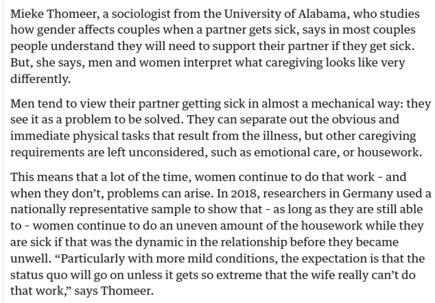 Men getting angry with sick wives