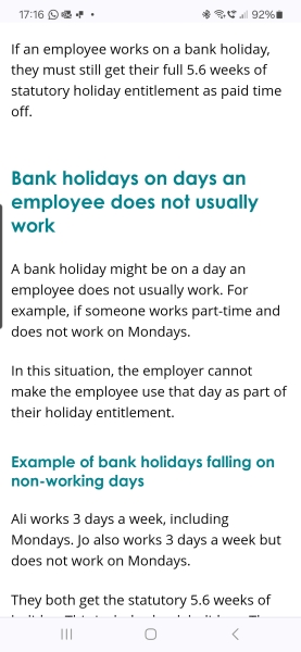 Bank holidays and compressed hours