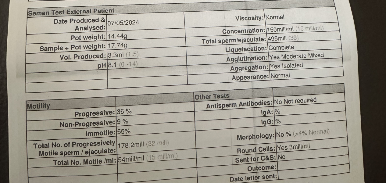 Please help! Semen analysis results :(