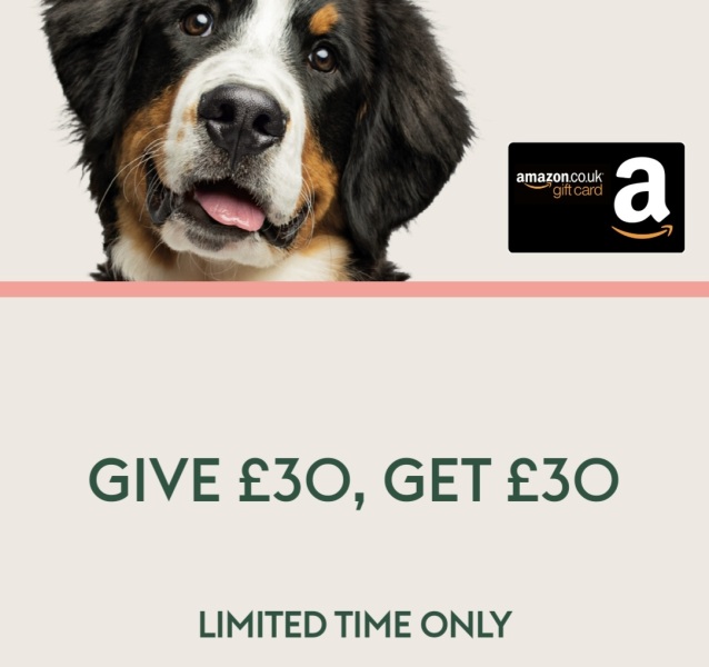 Many pets insurance get a free £30 amazon giftcard