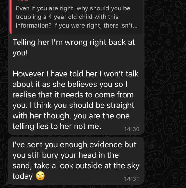 Difficult ex / belief in conspiracy theories