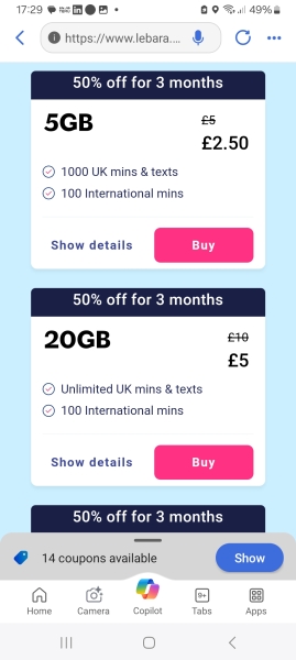Half Price Mobile Plan for 3 Months. Starting at £2.50