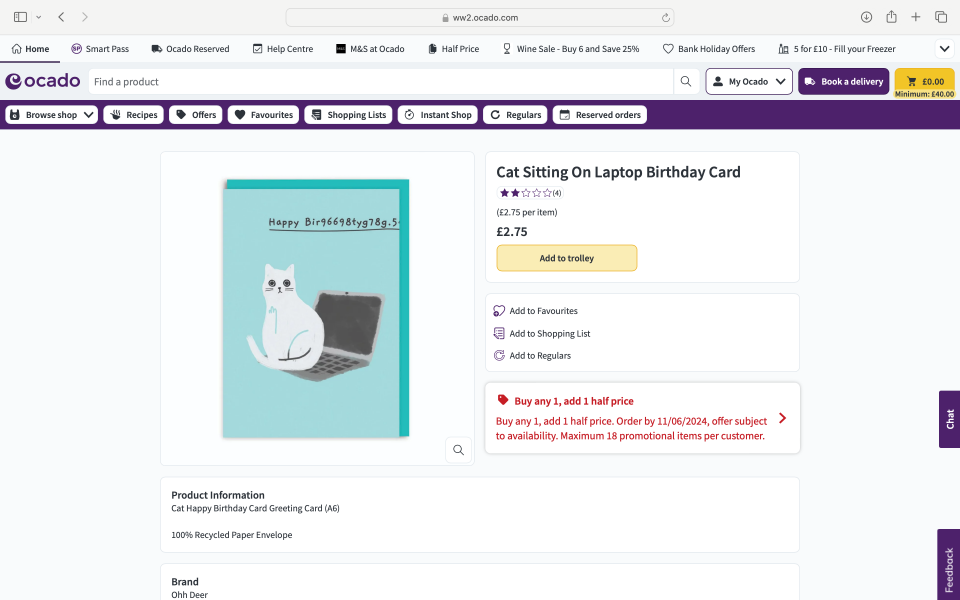 Is this cat giving the card recipient the bird?!
