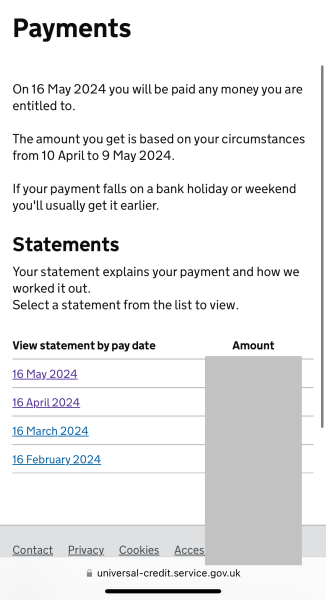 Universal credit - finding out payments