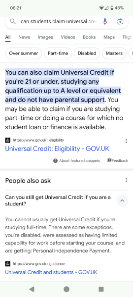 Stipend and universal credit.