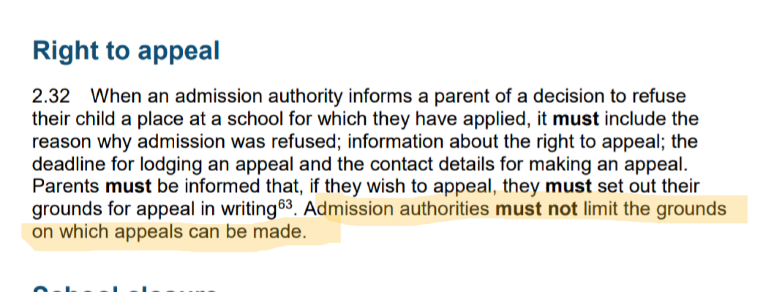 Secondary Appeal - Appealing against a school