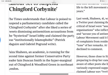 Starmer stabs anothe Black female Labour candidate in the back