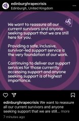 Reports Roz Adams successful in her action against Edinburgh Rape Crisis Centre