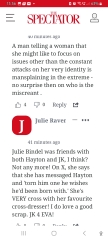 JKR reprimanded by "feminist" "ally" for being unhelpful (to him).