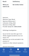 Can anyone help with blood test results and iron levels
