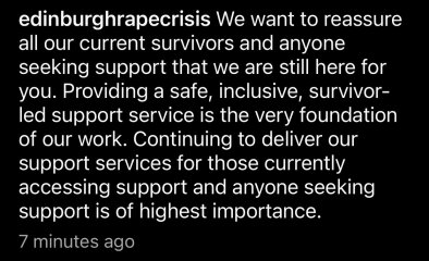 Reports Roz Adams successful in her action against Edinburgh Rape Crisis Centre