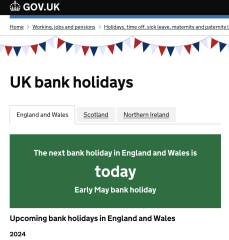 There's bunting on the Gov.UK 'Bank Holiday' information page today :-)