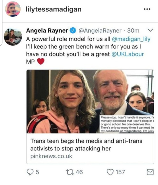 ‘Transgender women’s rights are women’s rights’. The position of the deputy leader of the Labour Party.