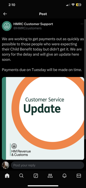 No child benefit payment