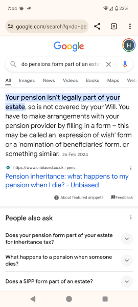 Pension when I die