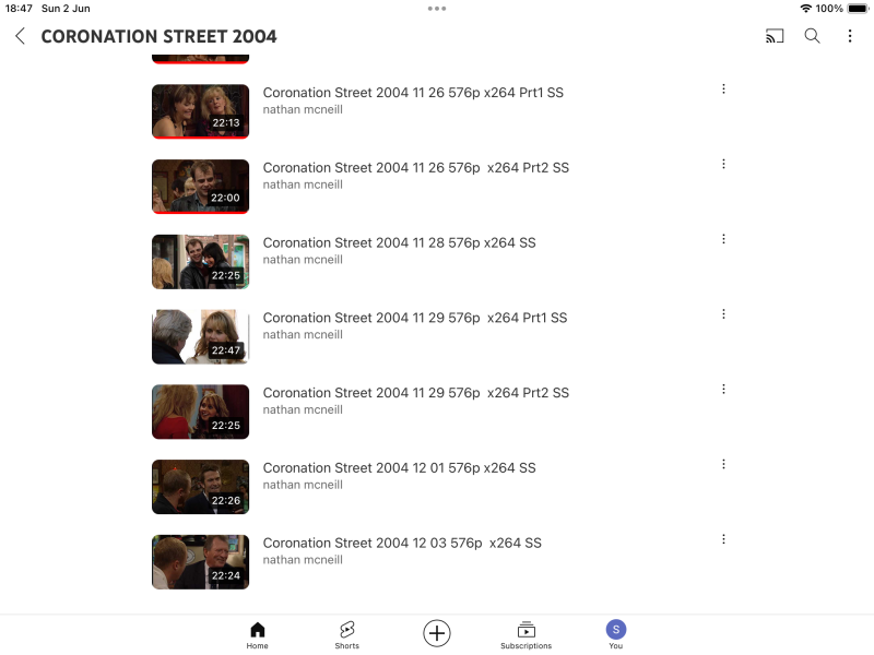 Classic Corrie Thread.  Now in September 2004.