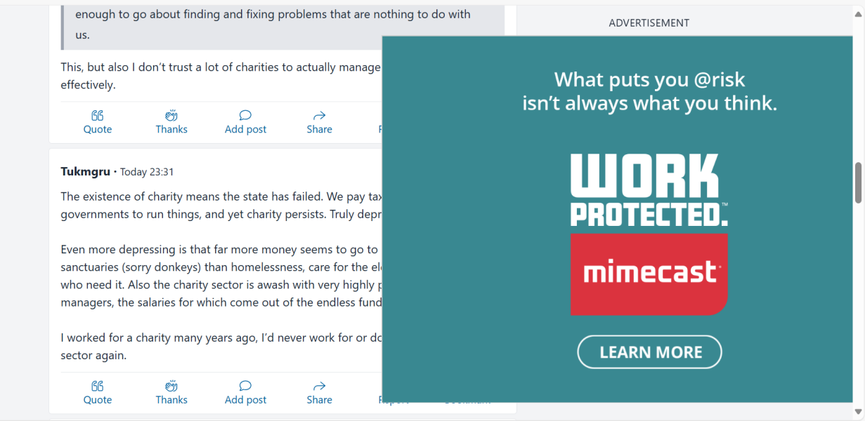 Intrustive Mimecast advert