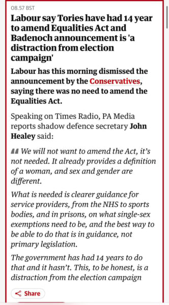 Sunak: I’ll change the Equality Act to protect women’s spaces