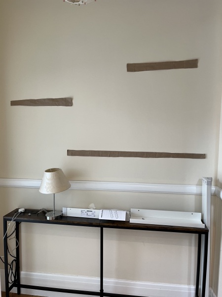 Help me decide layout of photo shelves in hallway