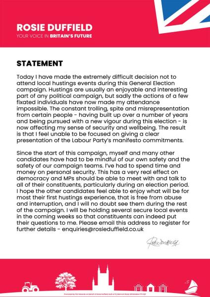 Rosie Duffield and threats
