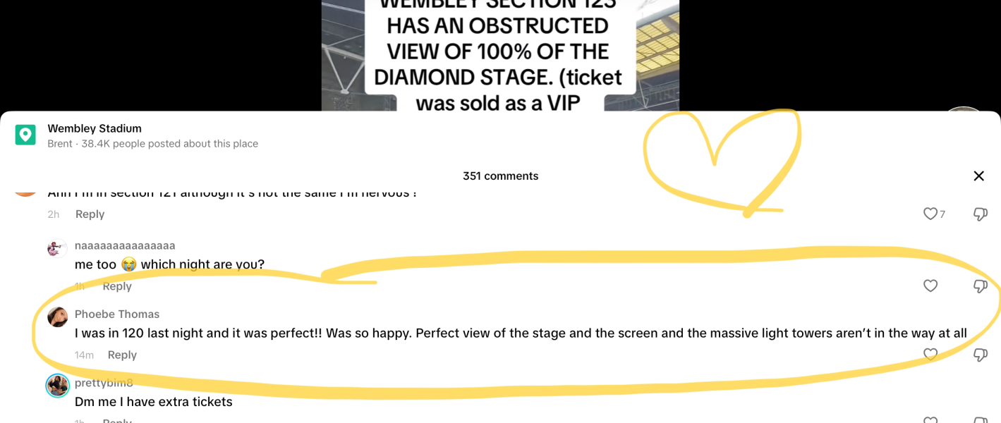 AIBU to myself over stressing about the seating plan at the Taylor Swift Era's tour
