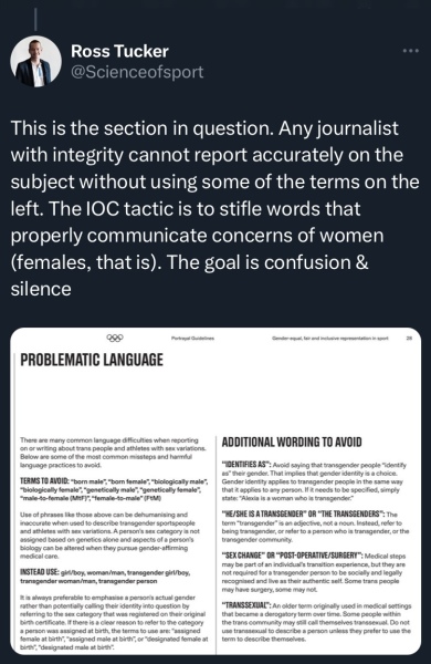 Will there be any males in women's teams at the Olympics?