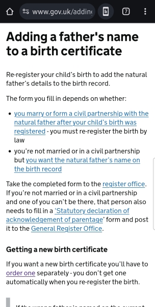 Father on birth certificate