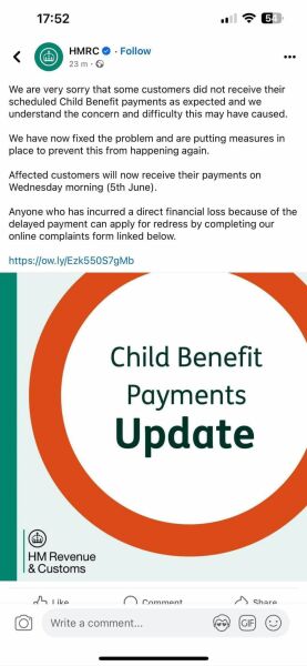 No child benefit payment