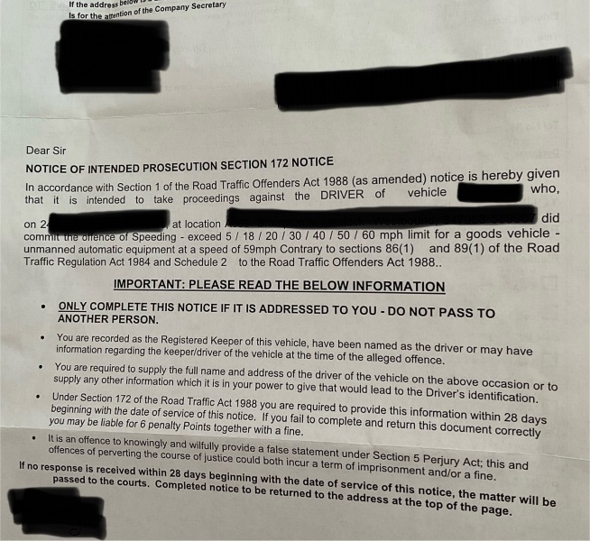 Speeding notice next steps