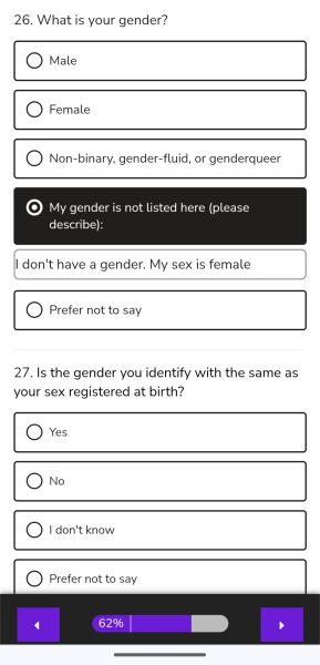 To complain about “gender identity” question on a registration form