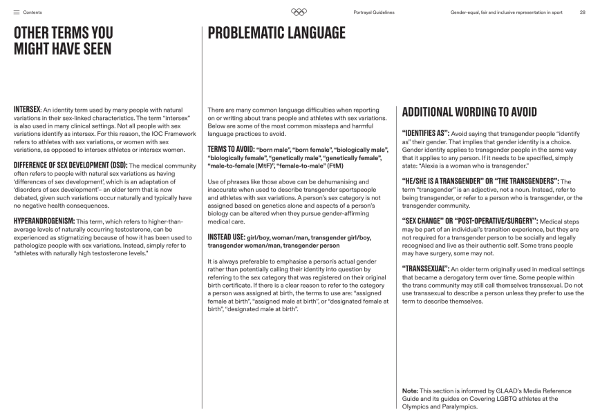IOC “portrayal guidelines”