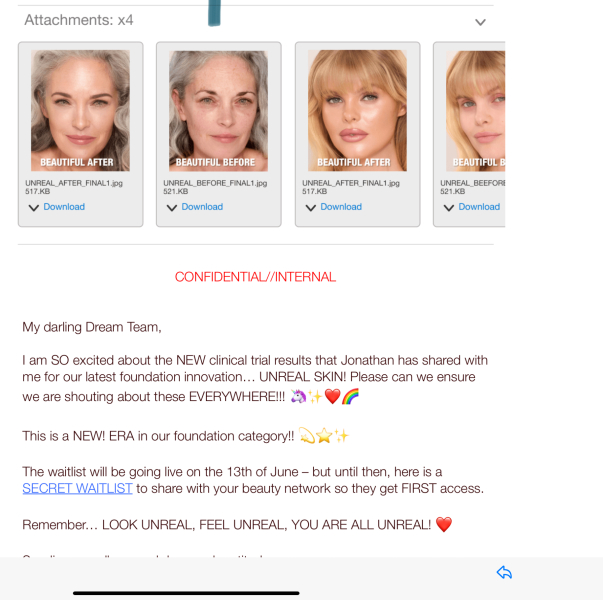 Who else got the Charlotte Tilbury email meant for internal people only?