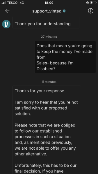 Choose a side: Vinted v disabled users