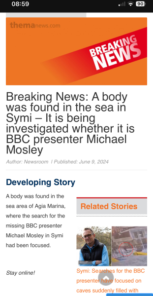 Thread 3 - Michael Mosley missing after disappearing on holiday walk