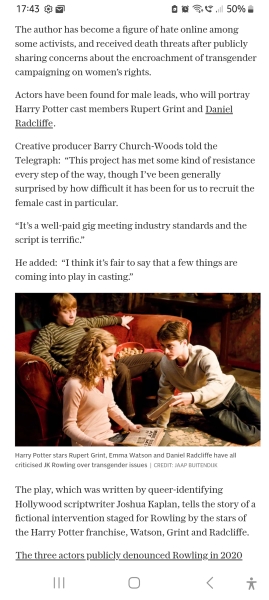 Scores of actresses turn down roles in play critical of JK Rowling’s gender views.