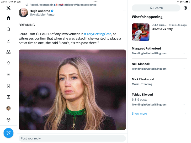 Thread 51 Sunak: A William Hill to die on