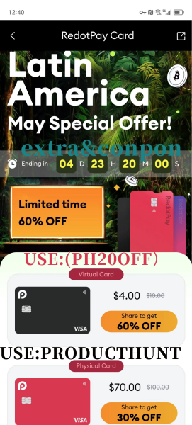 new redotpay physical card promo code （PRODUCTHUNT）20% off