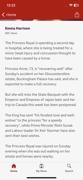 Princess Anne in hospital