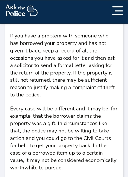 how to retrieve property someone borrowed but won’t return