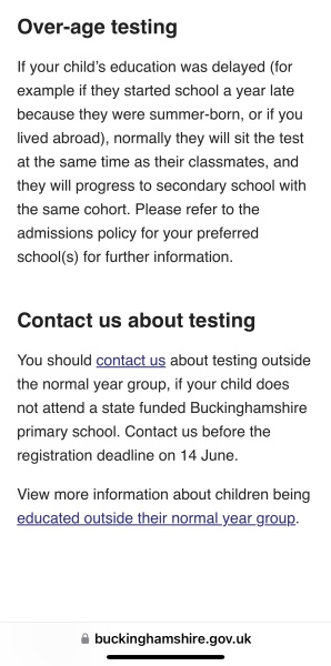 Applying to Buckinghamshire grammar schools when kids out of cohort
