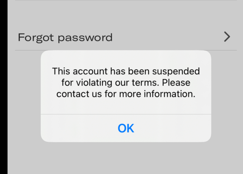 Depop account suspended