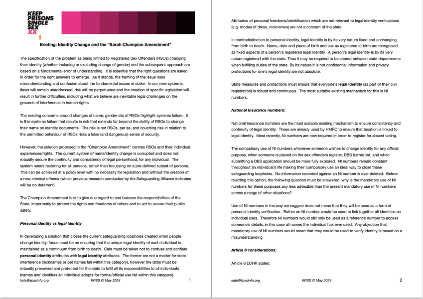 Keep Prisons Single Sex Wind Down