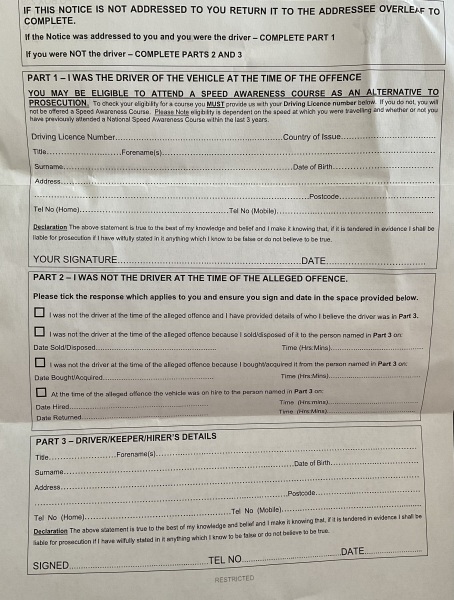 Speeding notice next steps