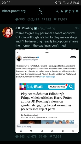 Scores of actresses turn down roles in play critical of JK Rowling’s gender views.