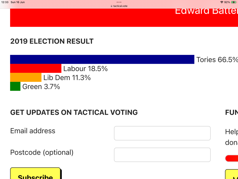 To not feel the need to vote in the general election