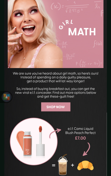 "Girl math". Superdrug, tut tut tut