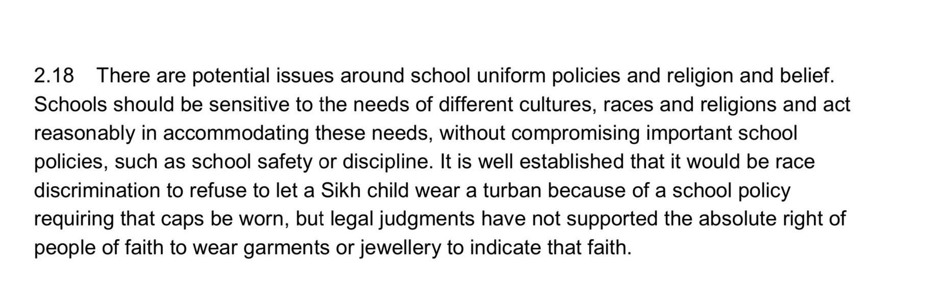 Independent school uniform policy - religion